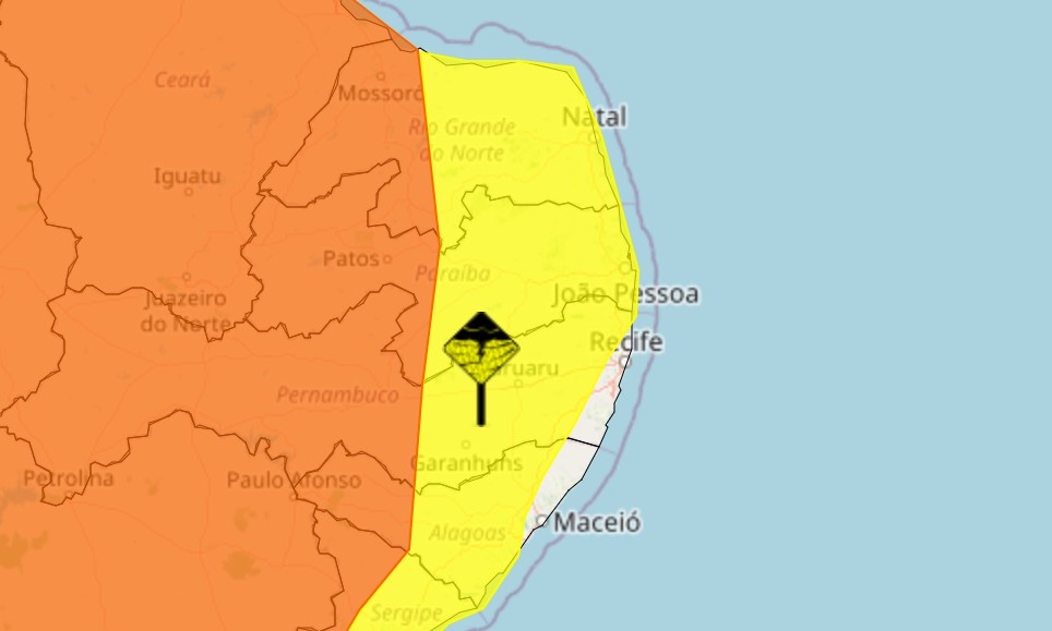 Inmet renova alerta de chuvas intensas para todas as cidades da Paraíba
