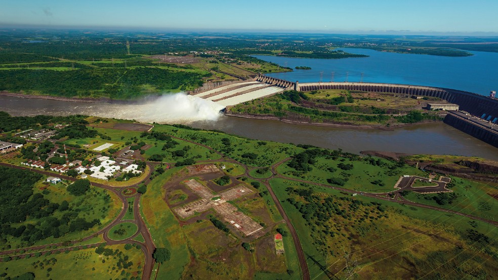 Vista aérea da Usina Hidrelétrica de Itaipu — Foto: Alexandre Marchetti/Itaipu Binacional - Divulgação