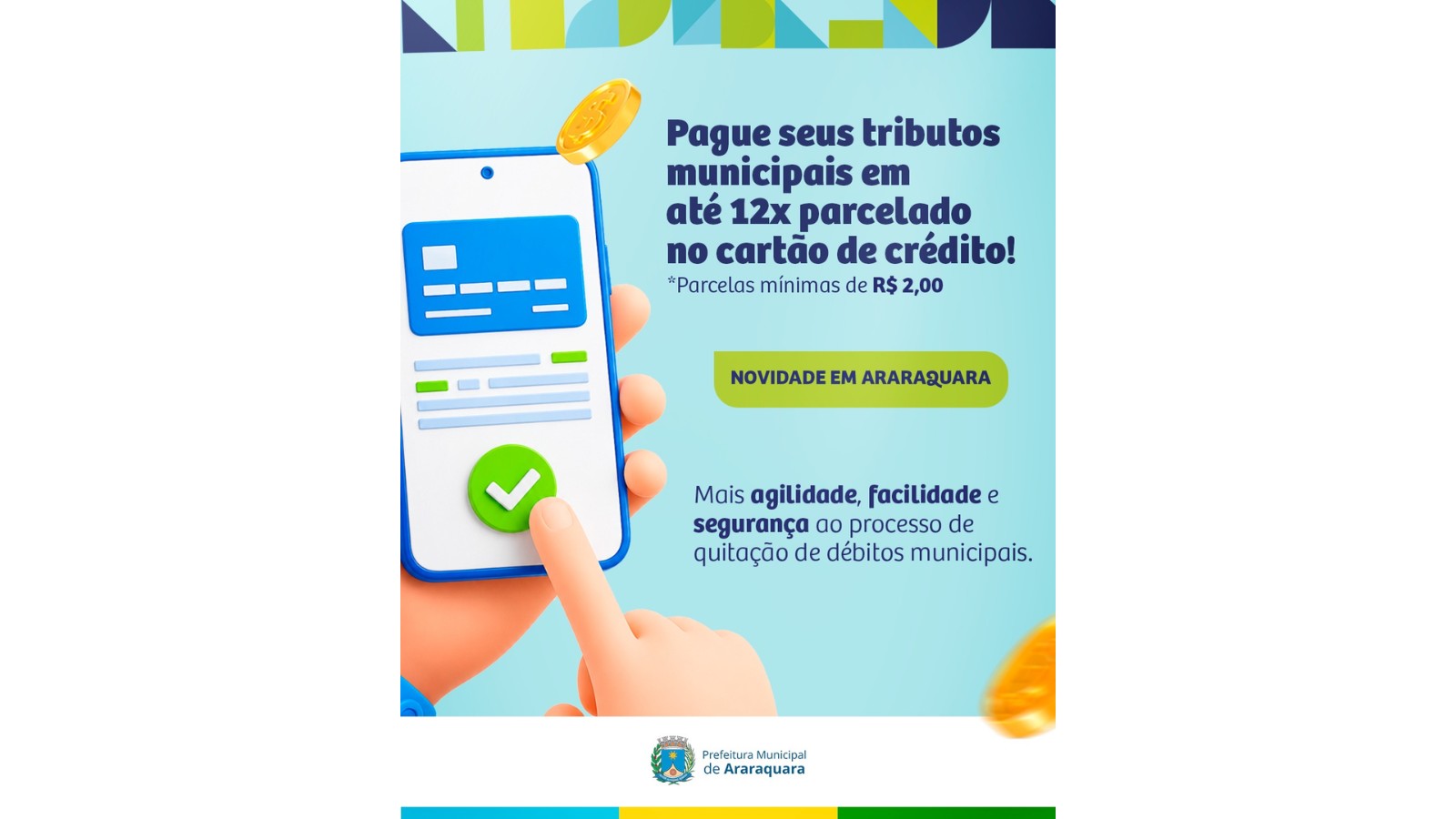 Prefeitura lança parcelamento de tributos municipais em até 12 vezes no crédito