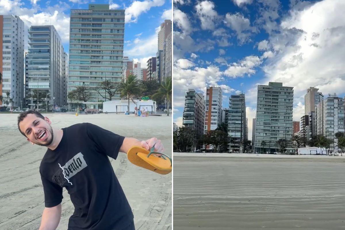 Alemão se assusta com prédios tortos de Santos e reação viraliza: 'isso é perigoso, né?'; VÍDEO