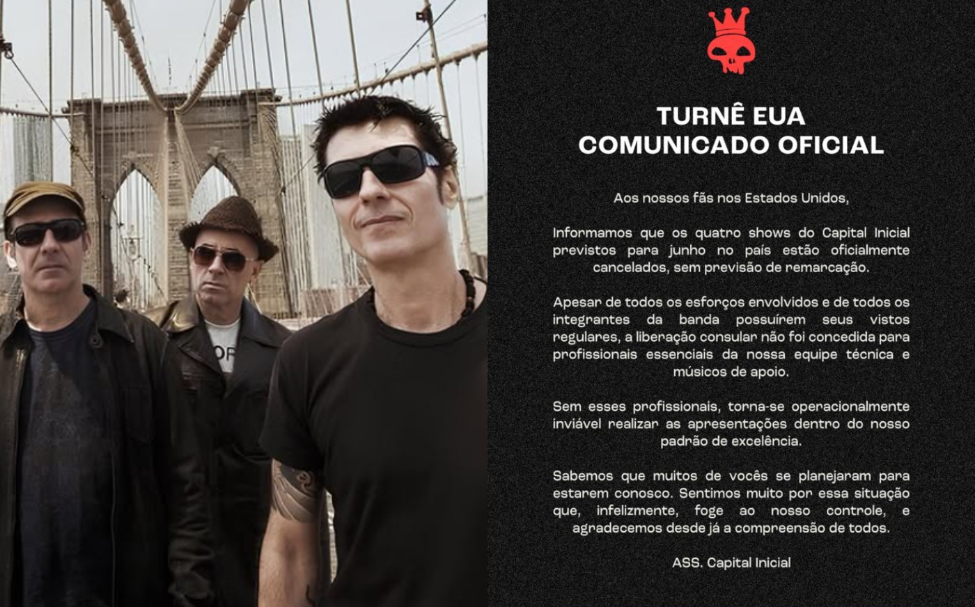 Capital Inicial cancela turnê nos EUA após consulado negar liberação de músicos 