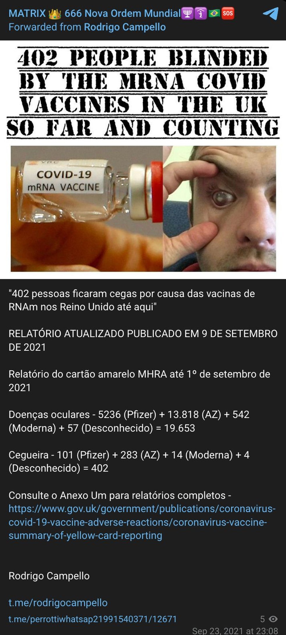  — Foto: Reprodução/Telegram