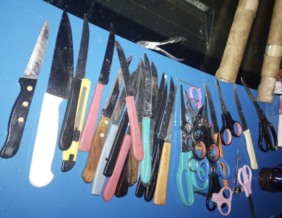 Parte das apreensões feitas pela Polícia Militar em pontos de bloqueio nos acessos à Praia de Copacabana durante show do DJ Alok — Foto: Divulgação/ PMERJ