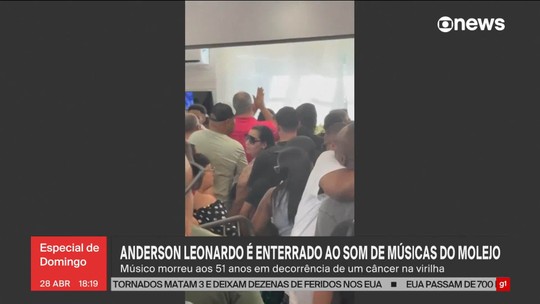 Anderson Leonardo é enterrado ao som de músicas do Molejo - Programa: Jornal GloboNews 