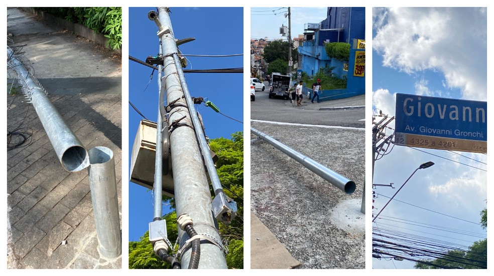 Os equipamentos vandalizados ficam em ao menos três pontos da Avenida Giovanni Gronchi. — Foto: Arquivo pessoal