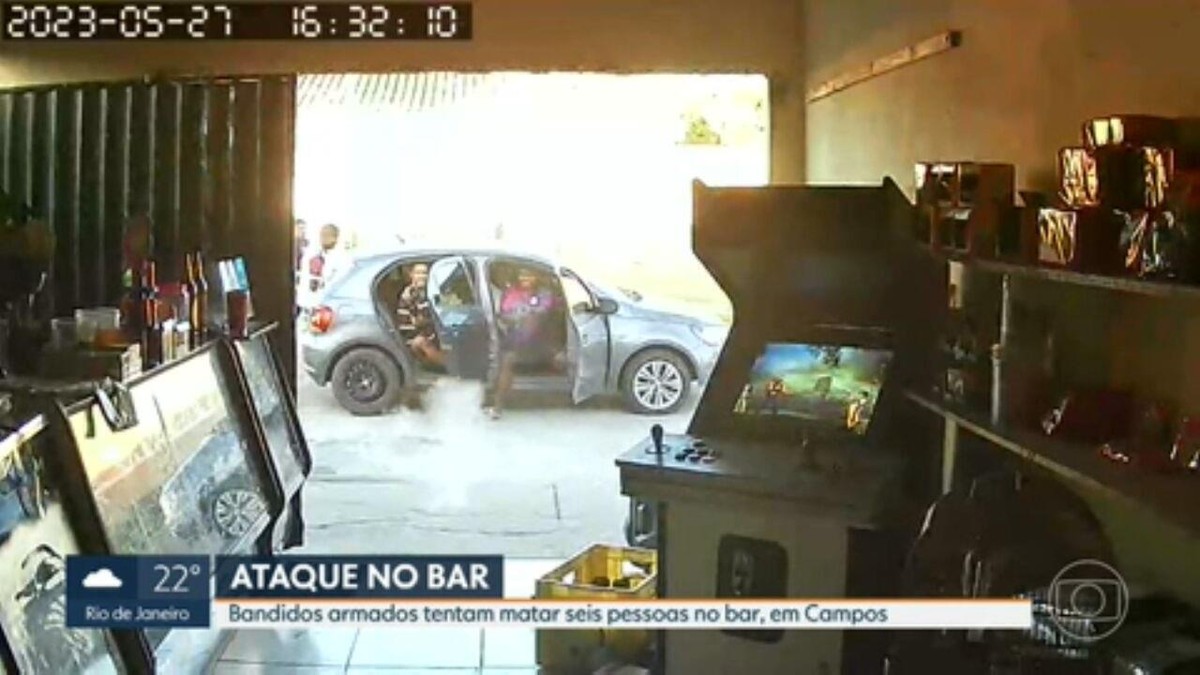 Uma câmera de segurança flagrou ataque a tiros em bar, de Campos