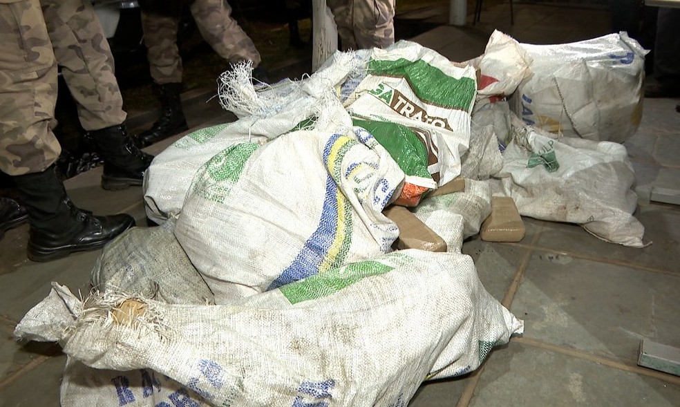 Maconha apreendida Novo Mundo Uberlândia — Foto: TV Integração/Reprodução