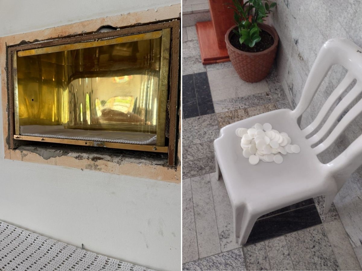Capela no litoral de SP tem artigos religiosos e cestas básicas furtadas