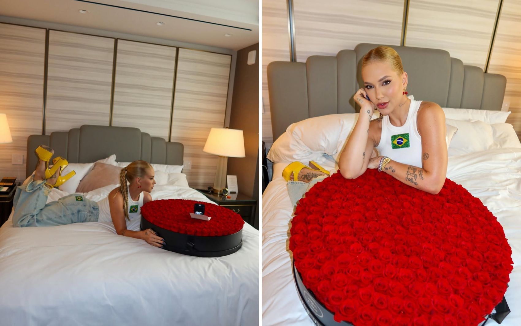 Virginia Fonseca recebe buquê gigante de flores no Dia dos Namorados