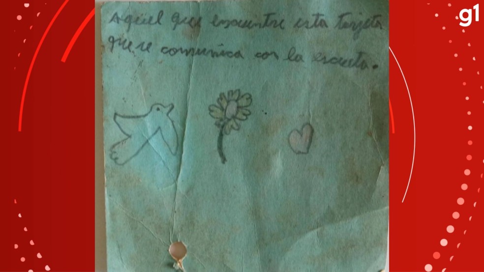 Outro bilhete trazido por balão já havia sido encontrado em lavoura de Ibirapuitã no ano de 1986 — Foto: Eder Callegari / Reprodução