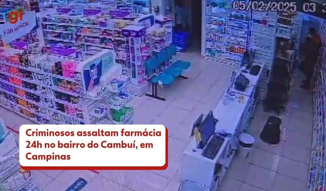 VÍDEO: farmácia do Cambuí, em Campinas, é alvo de assaltantes durante a madrugada