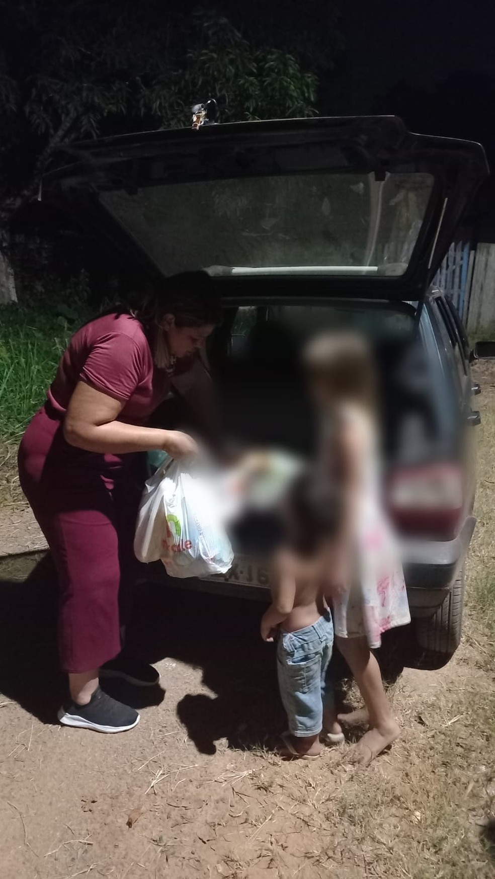 Voluntária conseguiu arrecadar alimentos e levou até à casa onde moram as crianças — Foto: Arquivo pessoal