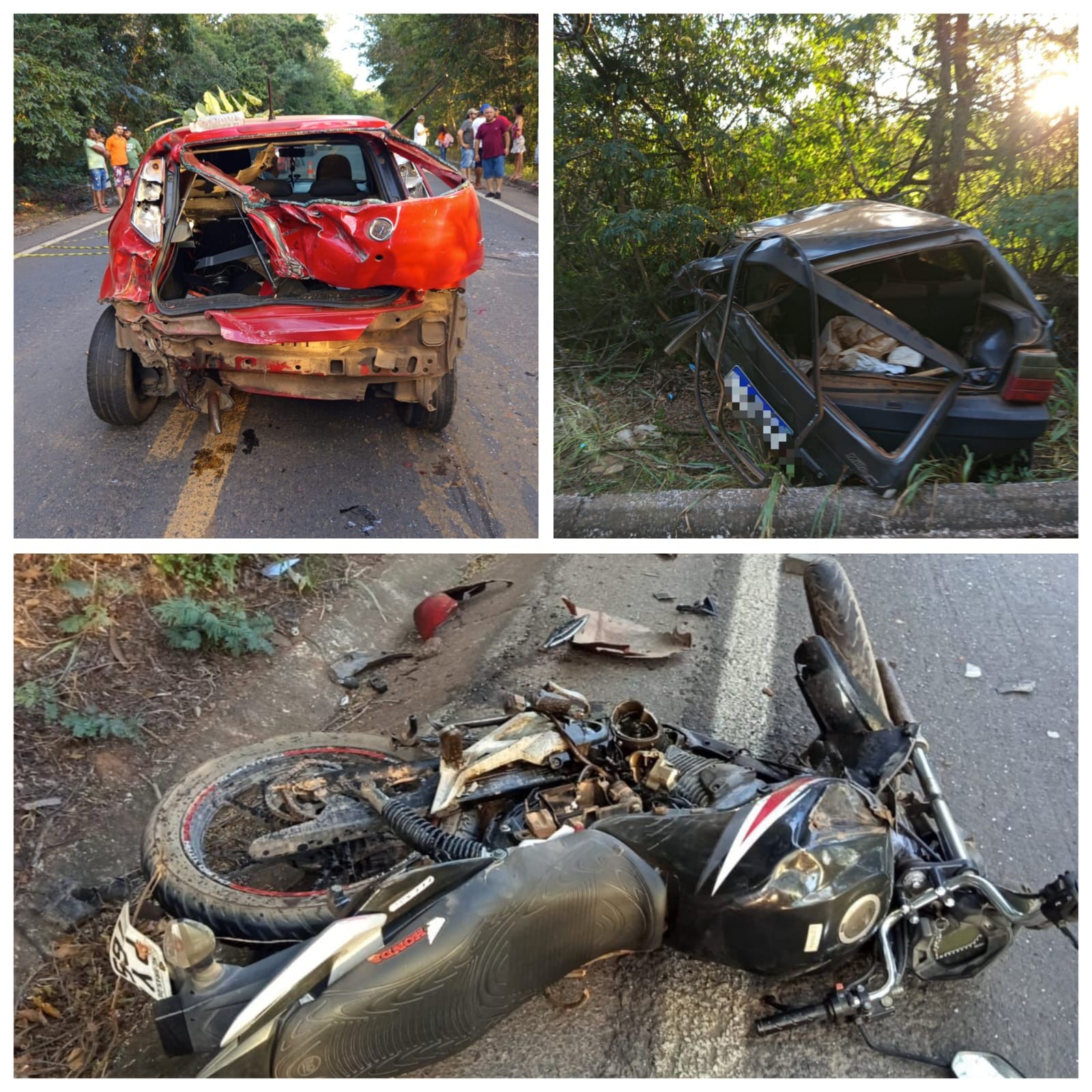 Duas pessoas ficam feridas em acidente entre carros e moto na MGC-135, em Mirabela