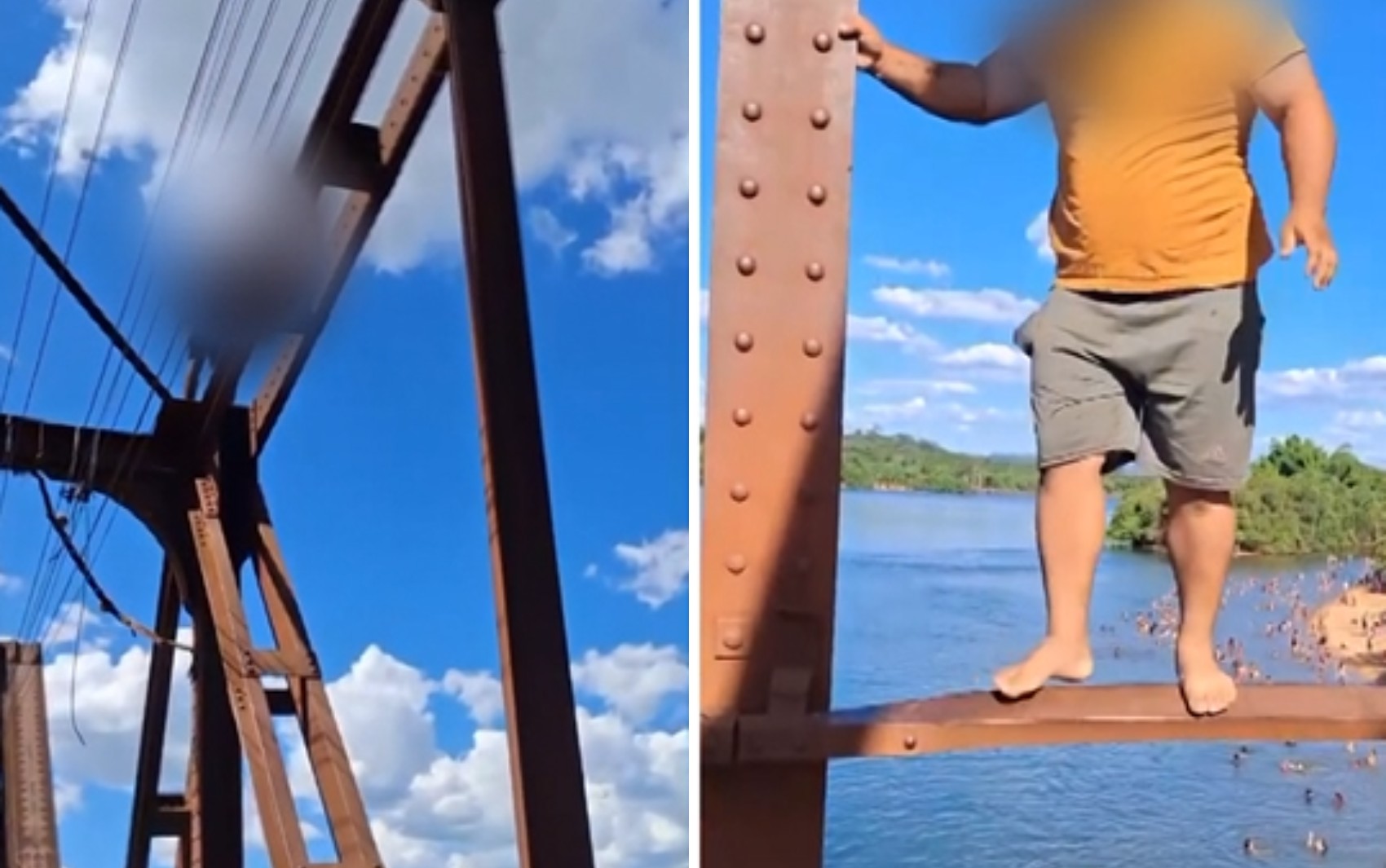 Vídeos mostram pessoas subindo em ponte e pulando em rio onde menino morreu afogado no interior de SP