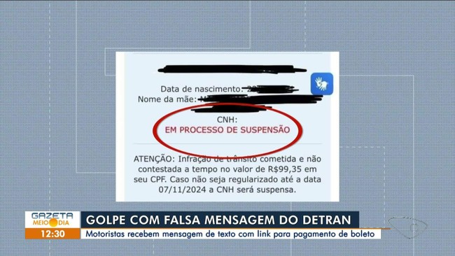 Golpe com falsa mensagem do Detran: motoristas recebem texto com link para pagar boleto
