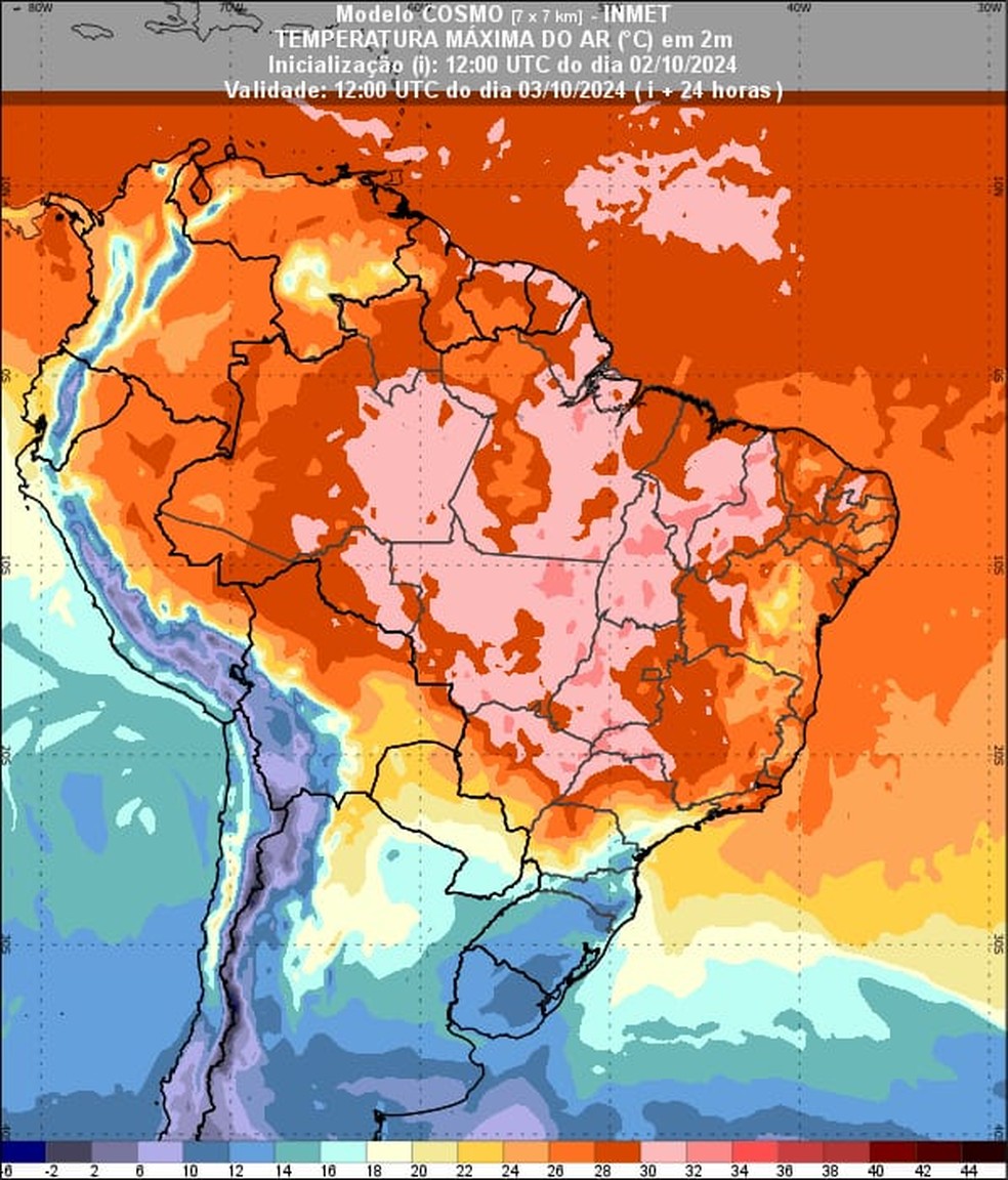 Sudeste deve ter queda brusca nas temperaturas. — Foto: Inmet