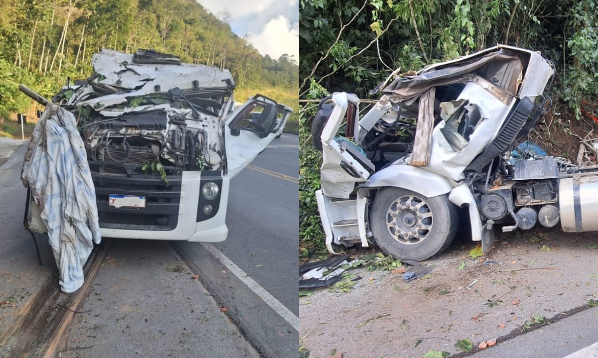 Jovem morre após caminhão derrapar em rodovia e bater de frente em barranco em SC