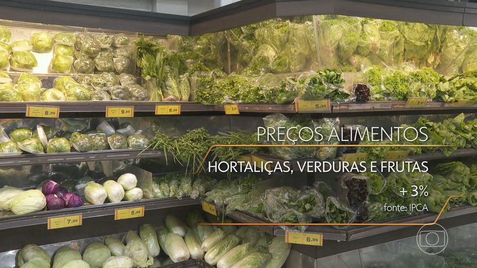 IPCA registrou aumento de preços nas hortaliças, verduras e frutas. — Foto: Foto: TV Globo/Reprodução