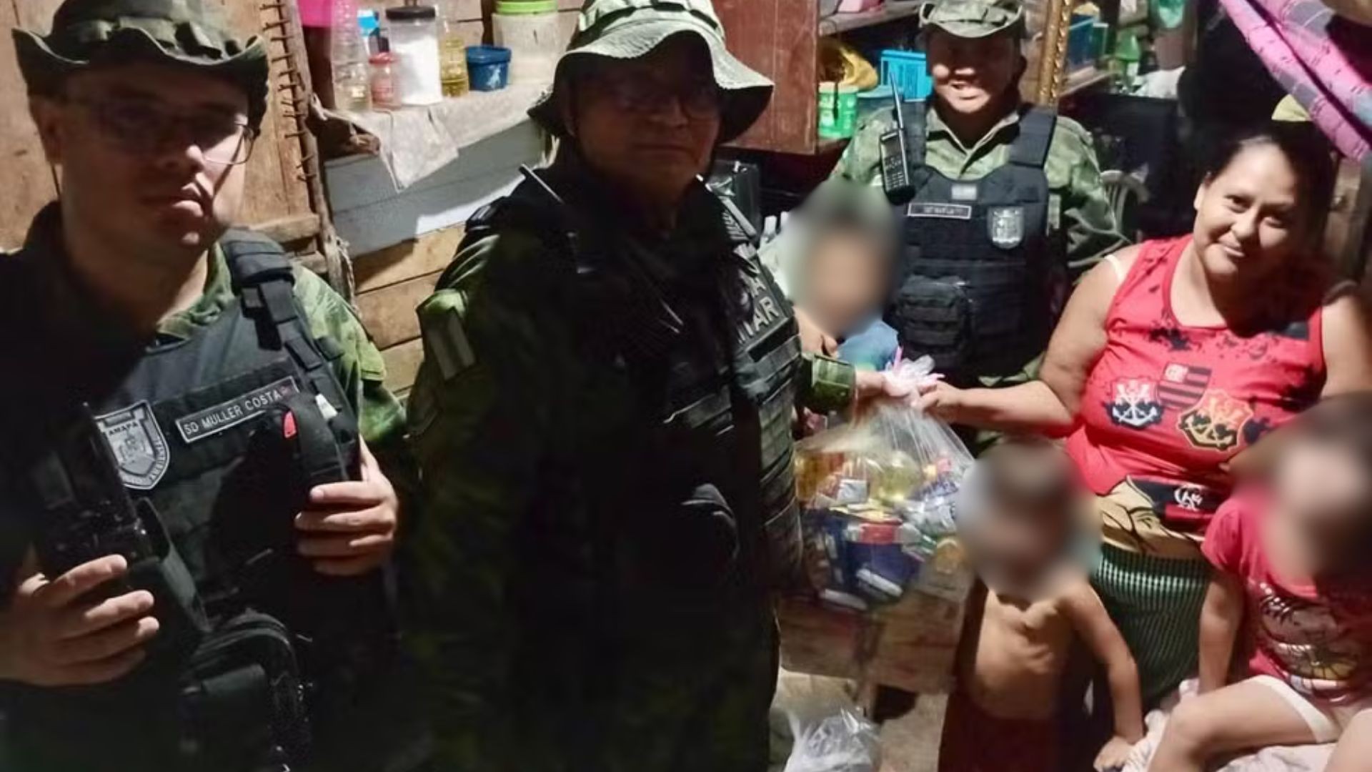Após patrulha, policiais do Amapá fazem ação solidária para família vulnerável com 8 filhos