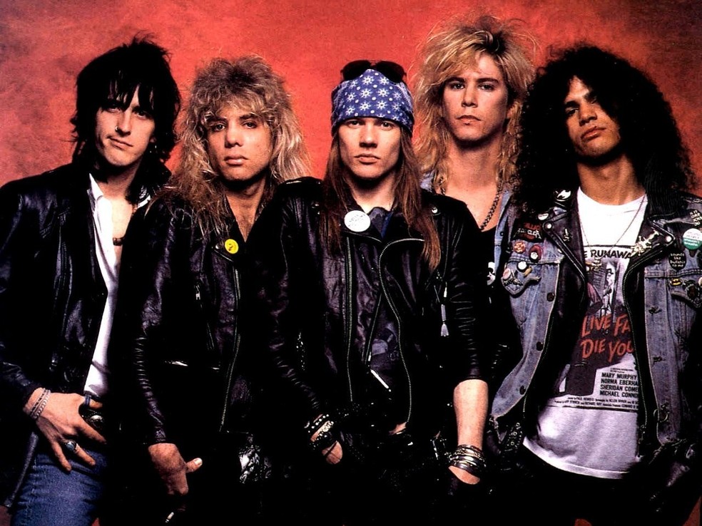 O Guns N' Roses com sua formação clássica, em 1989 — Foto: Divulgação