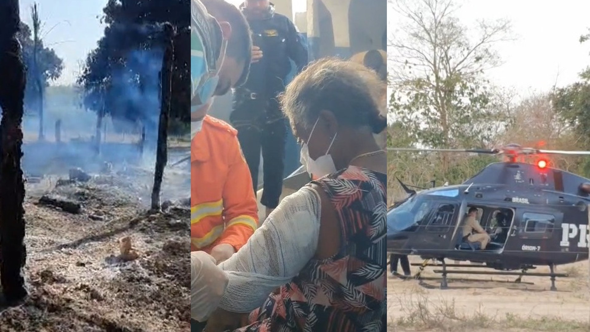 Idosa ferida é resgatada de helicóptero ao ter casa destruída por fogo em área isolada no Pantanal; veja vídeo