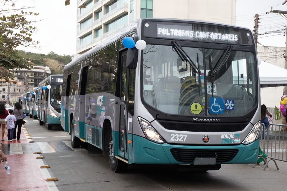 Novos ônibus de Macaé vão compor até o final do ano, a frota mais moderna do país — Foto: Moisés Bruno