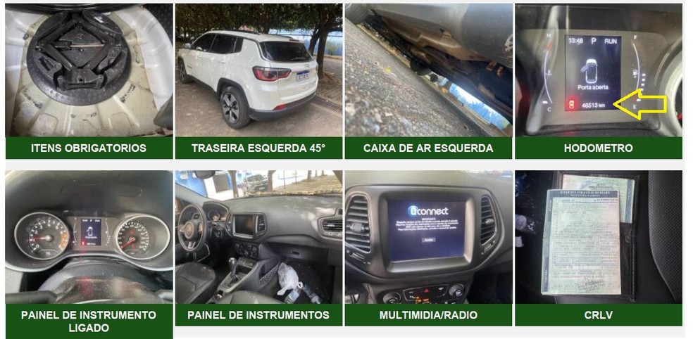 Jeep Compass Longitude, do lote 217, tem apenas 46 mil km rodados — Foto: Receita Federal