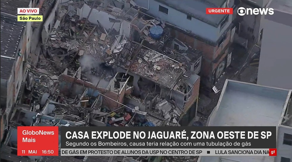 Casa explode no Jaguaré, na Zona Oeste de SP