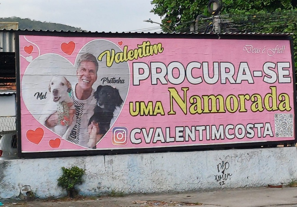Outdoor de Carlos Valentim em busca de uma namorada — Foto: Arquivo pessoal/ Carlos Valentim