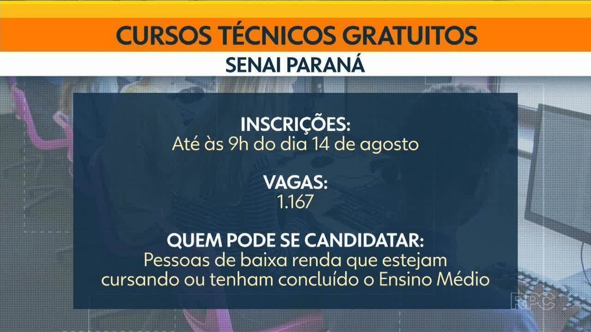 Senai Abre Inscrições Para Cursos Técnicos Gratuitos Com Mais De 1 Mil Vagas No Paraná Paraná G1 2324