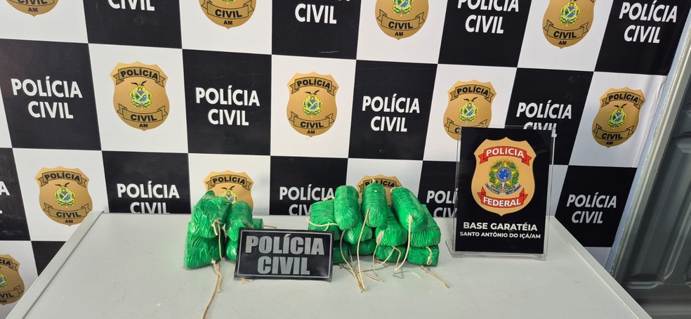 Droga apreendida com dupla presa em ação conjunta entre policiais Civil e Federal no Amazonas. — Foto: Divulgação/PC-AM