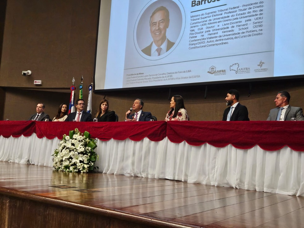 Presidente do STF apresentou conferência magna em congresso do judiciário baiano — Foto: Ailma Teixeira/g1