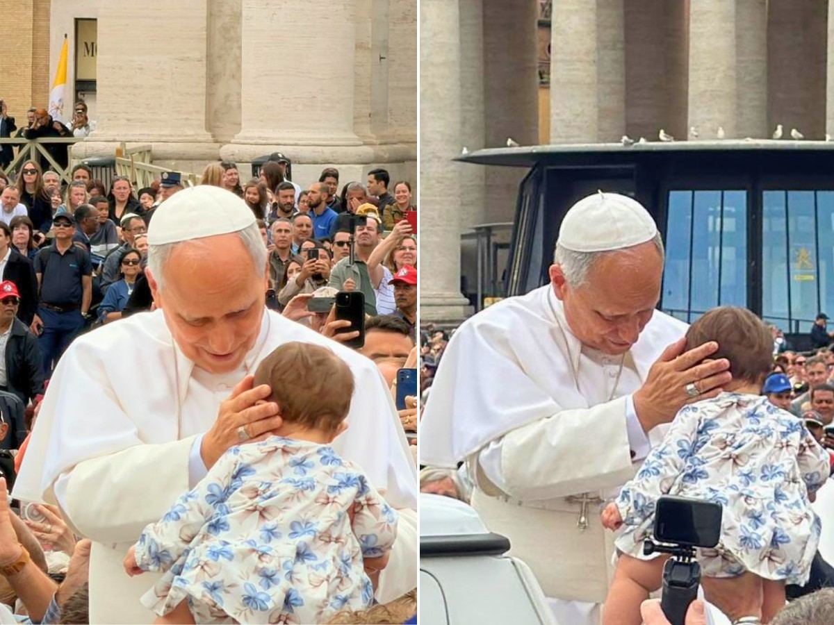 Papa Leão XIV abençoa bebê brasileira dentro de papamóvel no Vaticano: 'sensação indescritível', diz mãe