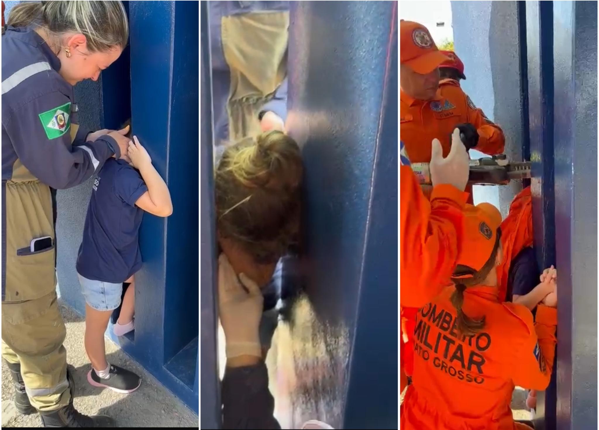 VÍDEO: menina de 4 anos prende a cabeça em viga de concreto durante brincadeira em escola de MT