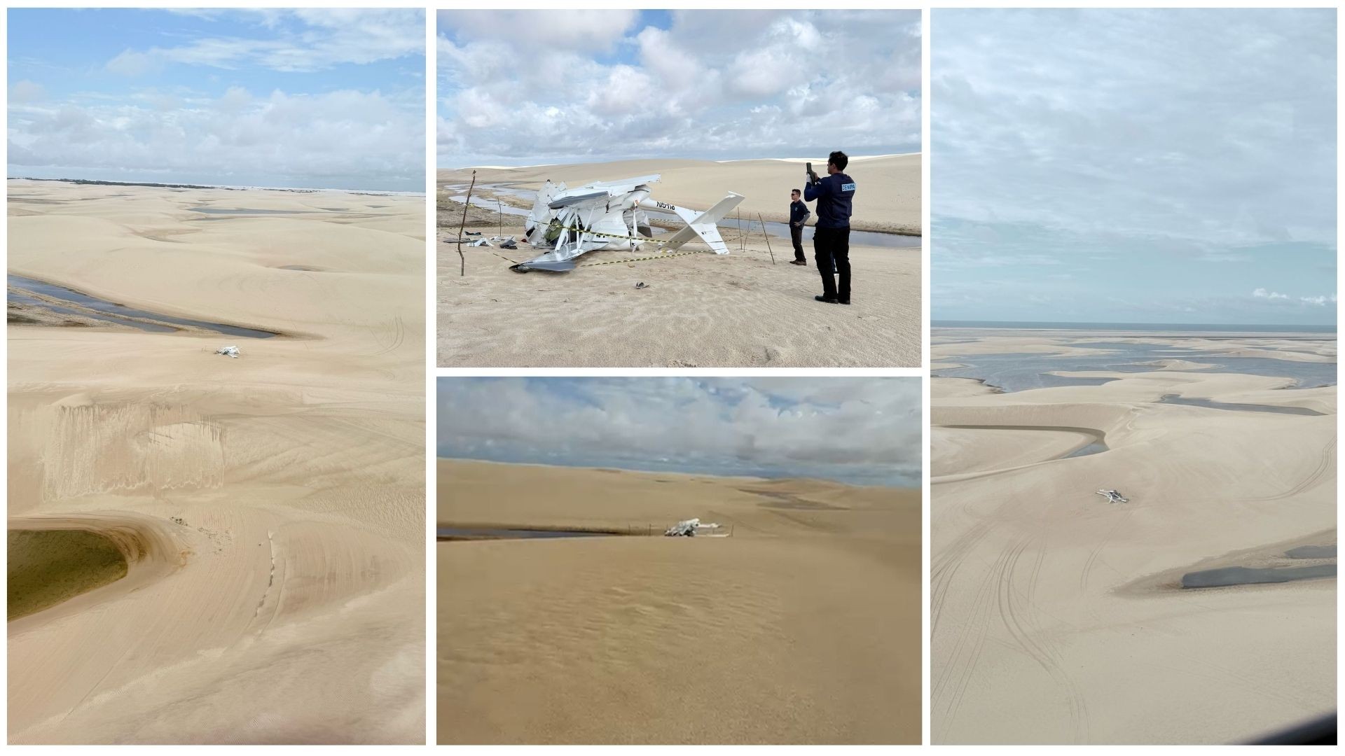Imagens mostram como ficou avião que caiu em meio às dunas dos Lençóis Maranhenses 
