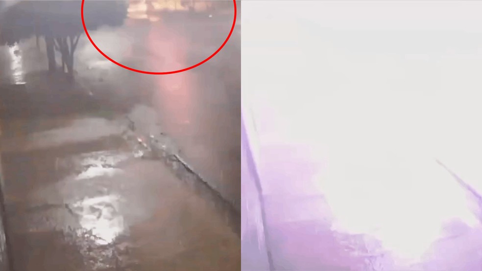 2 de 3
C&acirc;mera flagra raio que matou casal em Ourinhos &mdash; Foto: Reprodu&ccedil;&atilde;o