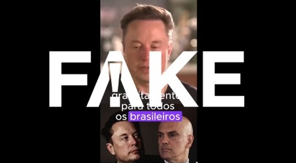 É #FAKE  que plantão da Globo publicou que Elon Musk anunciou internet gratuita para todos os brasileiros — Foto: Reprodução