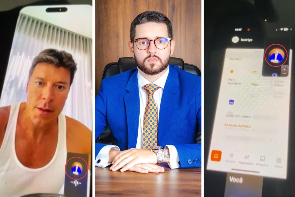 Criminoso usou a foto do advogado Lucas Collantoni para aplicar golpe no apresentador Rodrigo Faro — Foto: Reprodução