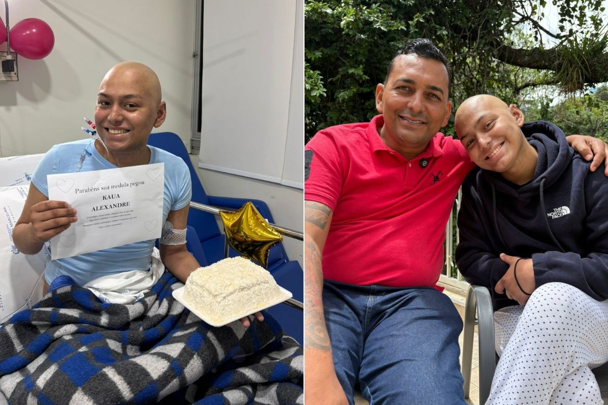 Jovem com leucemia celebra 'renascimento' após receber medula óssea do pai; VÍDEO