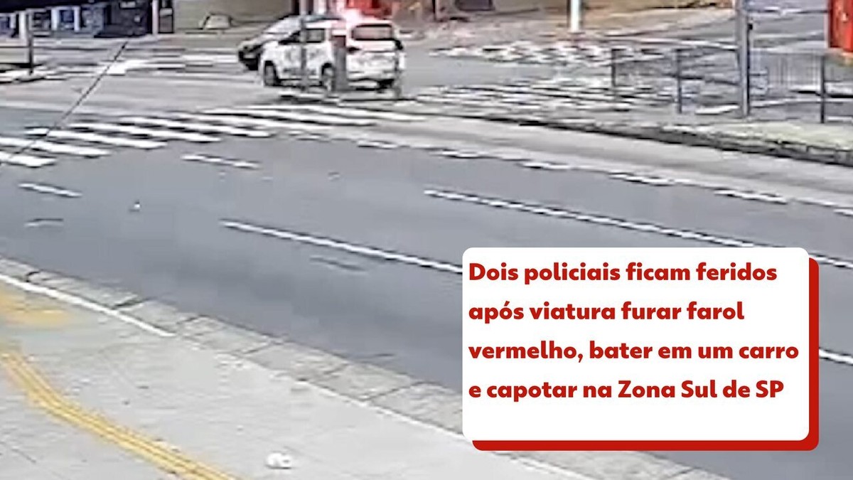 Vídeo: dois policiais ficam feridos após viatura da PM bater em carro e capotar na Zona Sul de SP