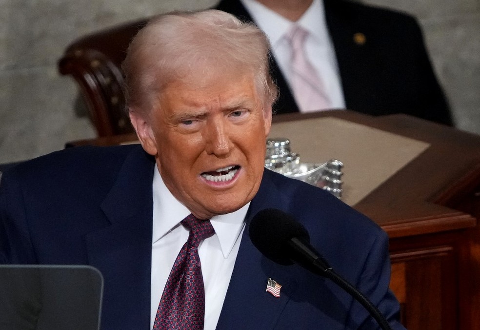 Trump faz discurso do Estado da União — Foto: Andrew Harnik / GETTY IMAGES NORTH AMERICA / Getty Images via AFP