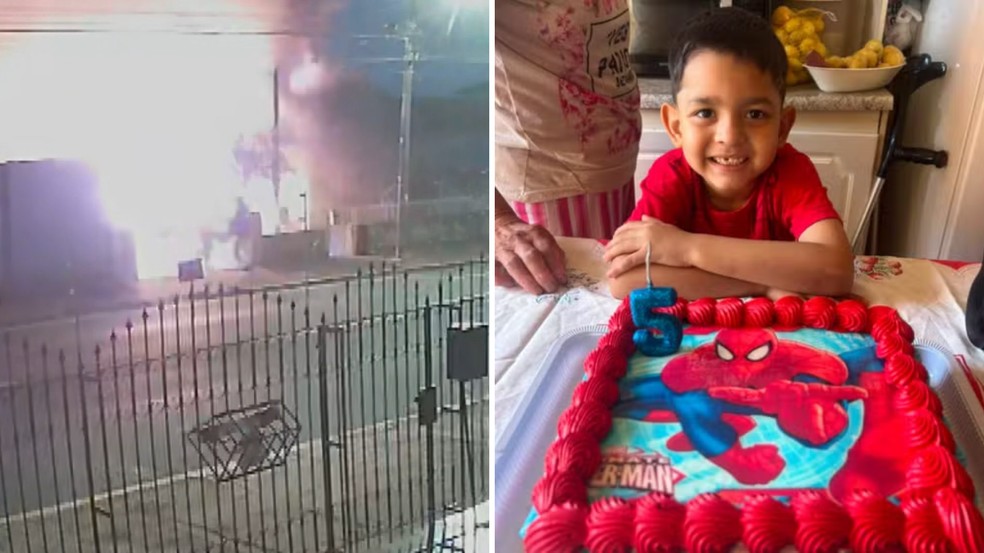 Morte de criança em casa no dia do aniversário no PR: vídeo mostra resgate da bisavó do menino do meio das chamas — Foto: Reprodução