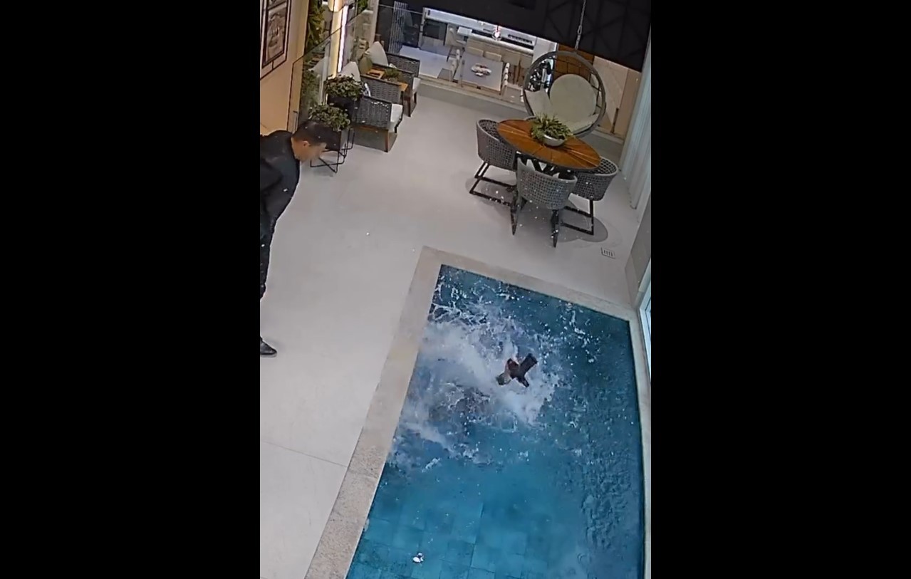 Fotógrafo vai filmar vista de apartamento de luxo, cai em piscina e cena viraliza: 'Estava em Nárnia'