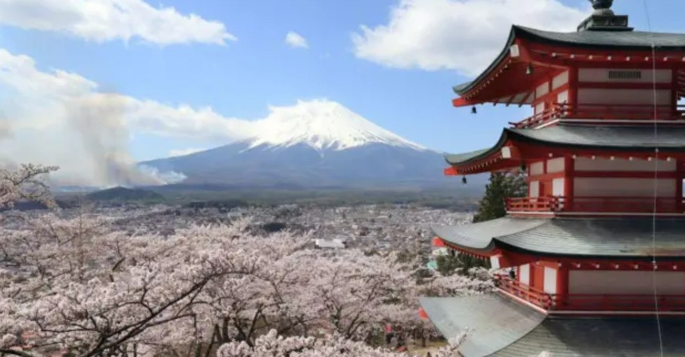 Festival das cerejeiras em flor no Japão — Foto: BBC/Getty Images