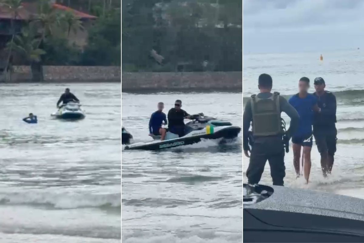 Adolescente é capturado no mar após roubar correntes de ouro em praia do litoral de SP; VÍDEO