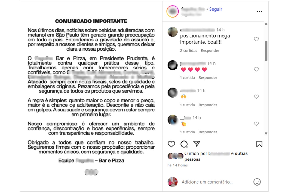 Pelas redes sociais, bares e boates do interior de SP tentam tranquilizar clientes sobre risco de bebidas adulteradas