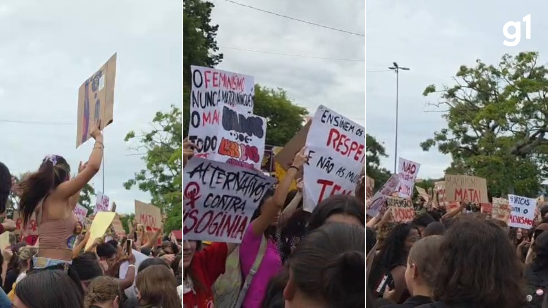 VÍDEO: Protesto contra 'ranking sexual' divulgado por estudantes reúne centenas em frente a instituto federal no RS