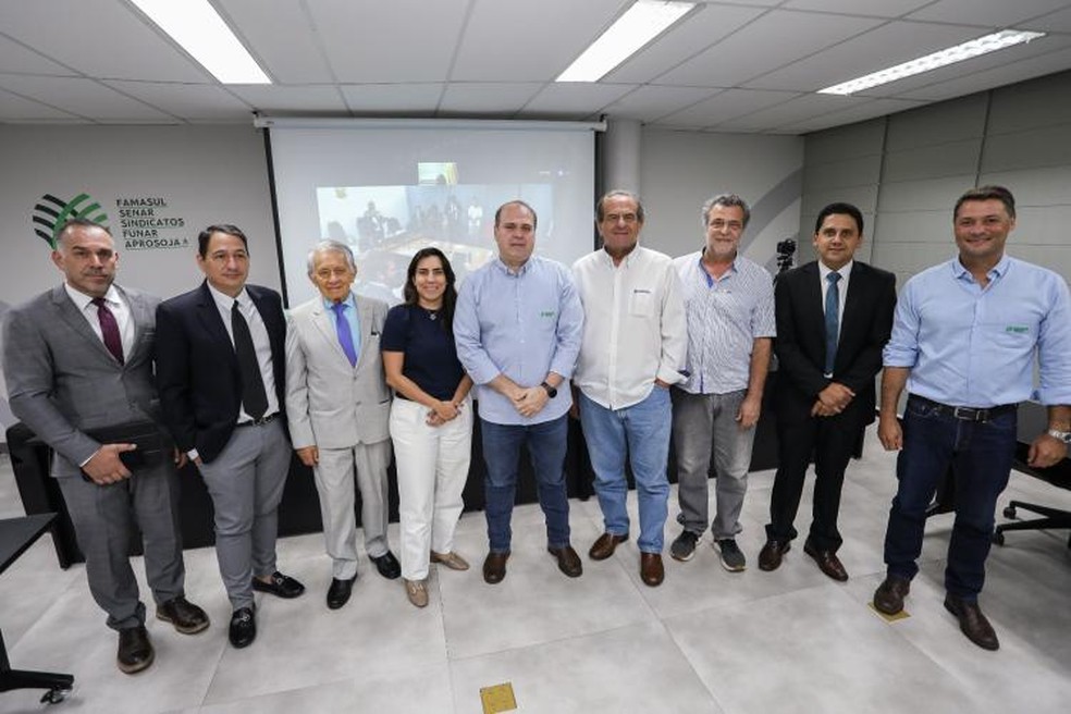 Presidente da Famasul, Marcelo Bertoni e diretor tesoureiro da entidade, Frederico Borges Stella, participaram das discussões para a formulação do acordo — Foto: Famasul/Divulgação