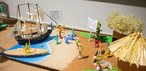 Maquete representa os primeiros contatos e a vida nas aldeias — Foto: Acervo Favoo