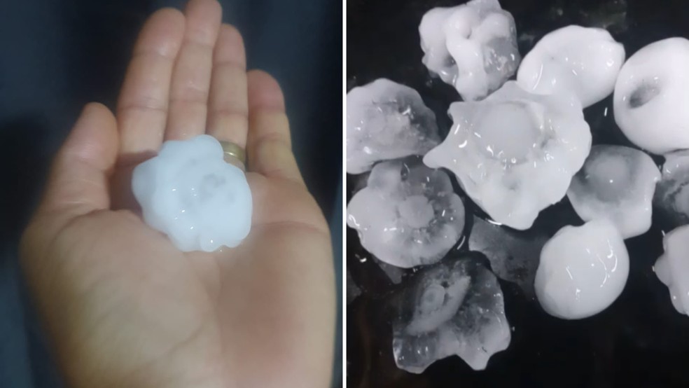 Chuva de granizo assustou moradores em Santo Antônio do Aracanguá (SP) — Foto: Arquivo pessoal